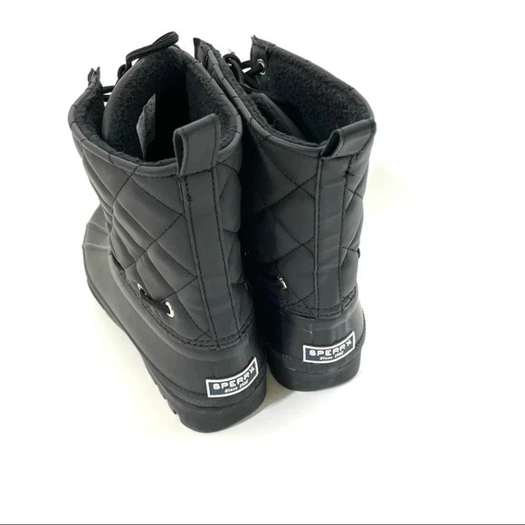 NEW Sperry Top Sider Gosling Quilted Duck Waterproof Black Lace Up Boots Size 6 - Picture 8 of 8